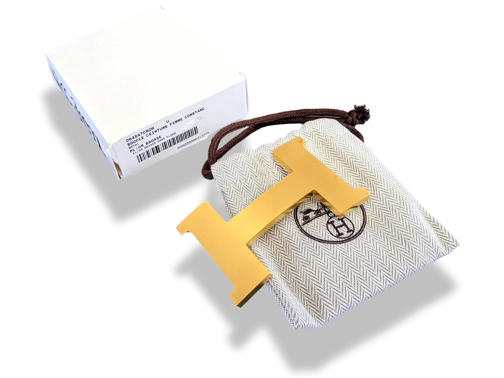 Hermes [67] Huge Brushed Gold/Or Brosse Belt Buckle Constance 42 MM, New in Pochette and White Box!