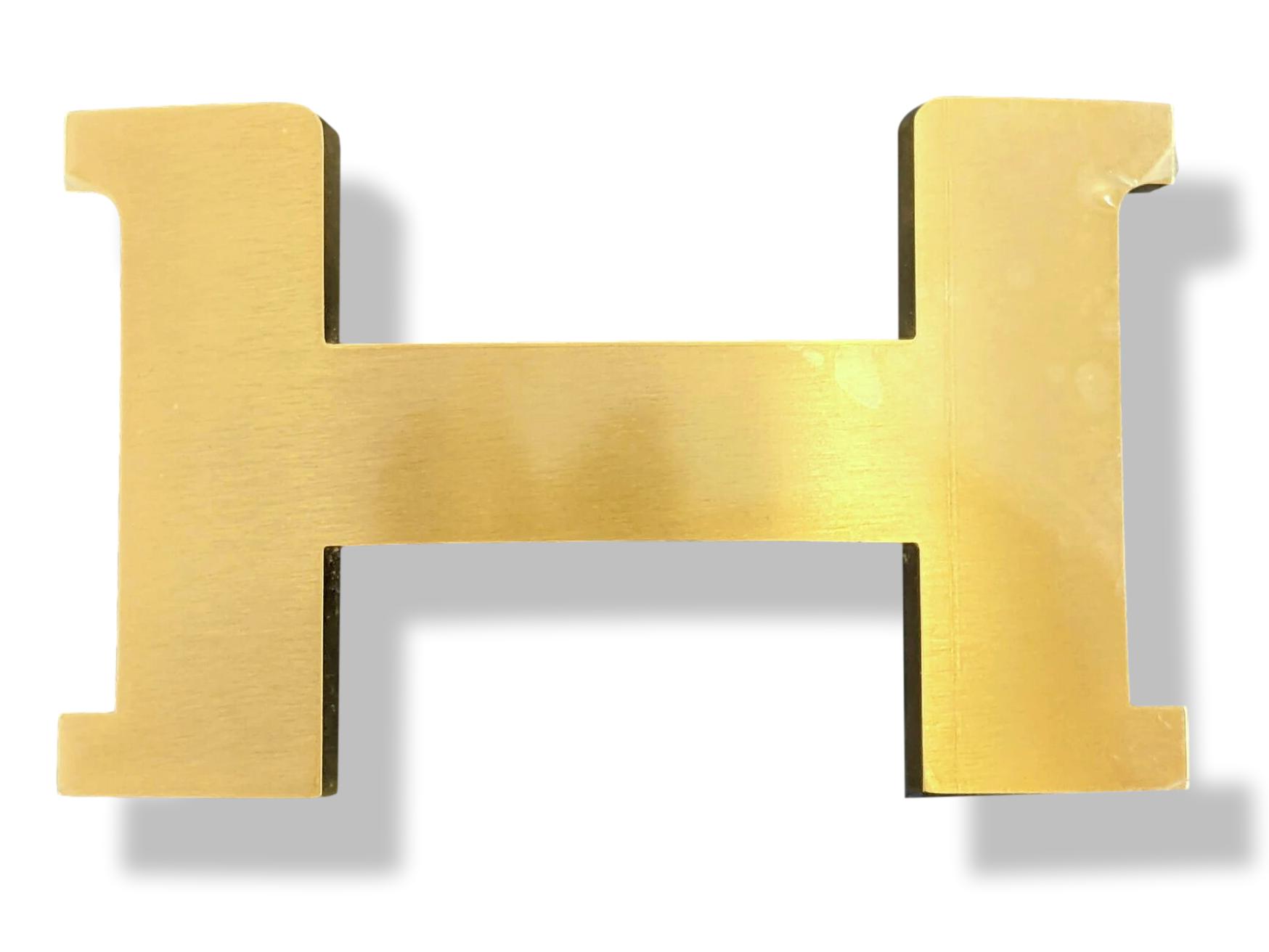 Hermes [67] Huge Brushed Gold/Or Brosse Belt Buckle Constance 42 MM, New in Pochette and White Box!