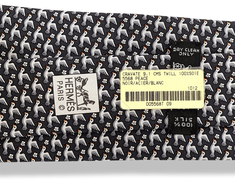 Hermes 5568 PEACE Twill Silk Tie 9CM