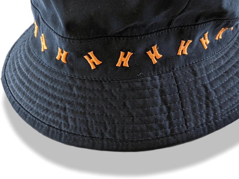 Hermes Black and Orange Embroidered H Bob Bucket Hat Sz57, New!