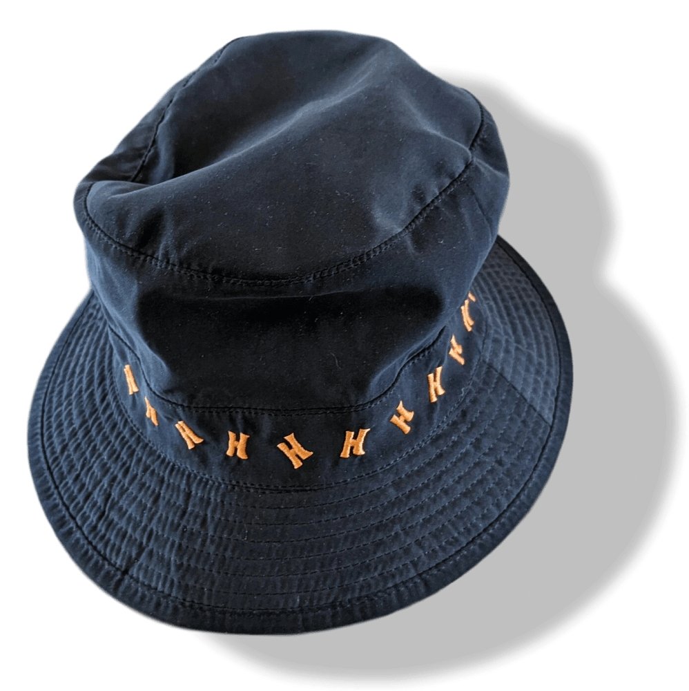 Hermes Black and Orange Embroidered H Bob Bucket Hat Sz57, New!