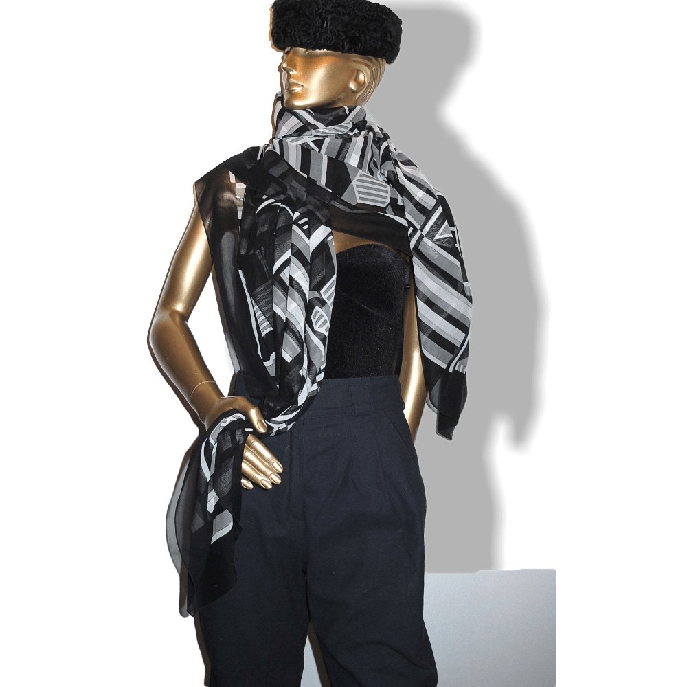   Hermes Black and White Printed Muslin of Cotton Pareo