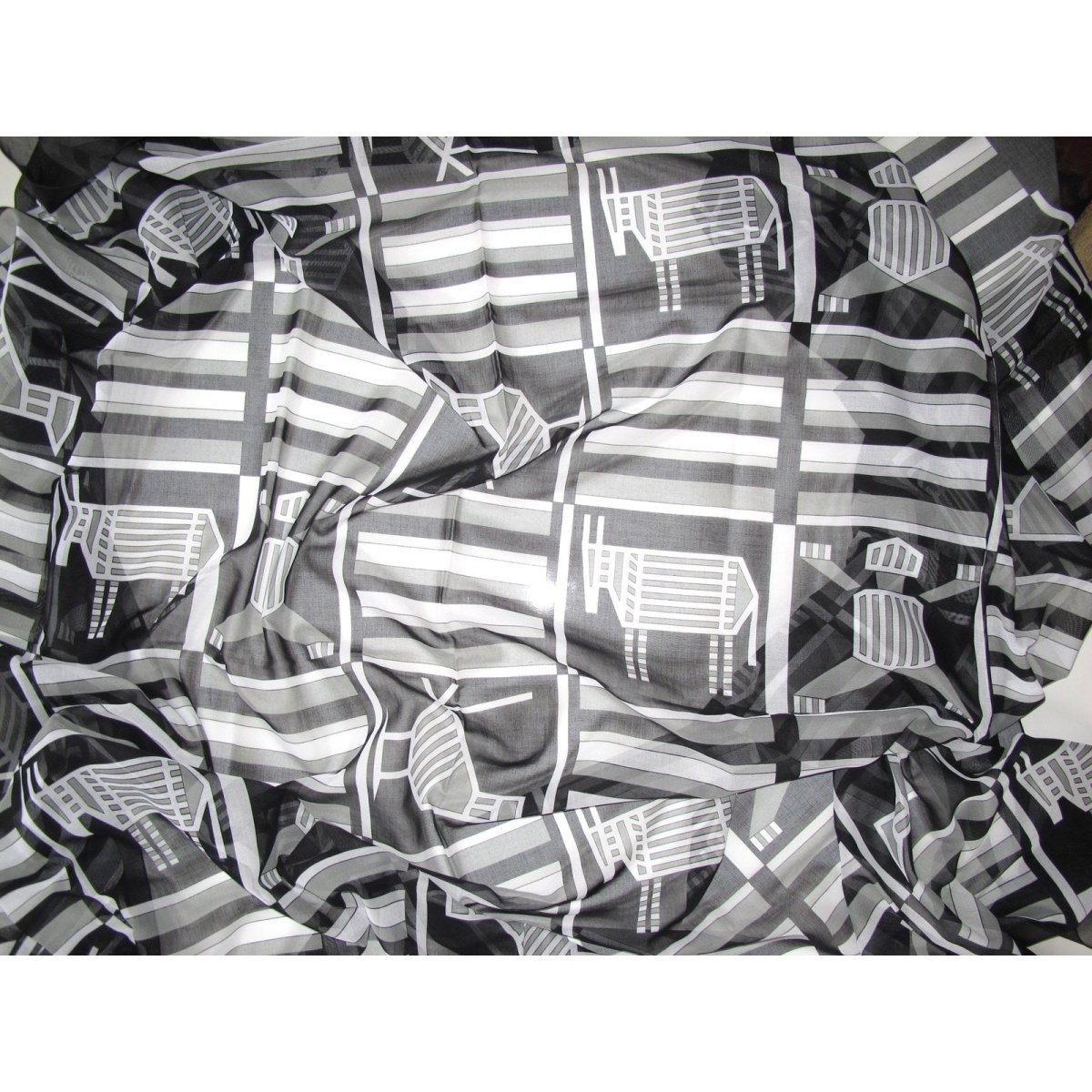   Hermes Black and White Printed Muslin of Cotton Pareo