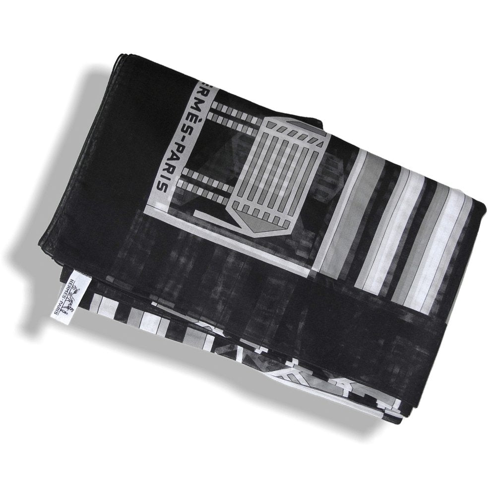   Hermes Black and White Printed Muslin of Cotton Pareo