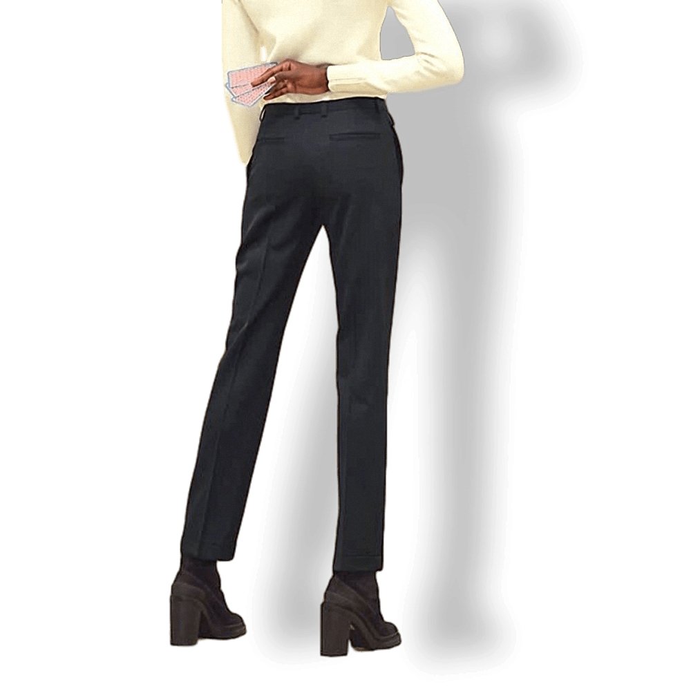 Hermes Black-Blue Grain de Poudre PANTALON CIGARETTE 100% Virgin Wool Women Pants Ret. €1200, BNWT! - poupishop