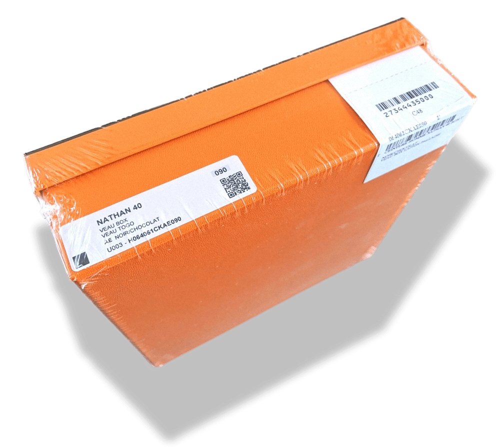 Hermes Black Box/Chocolat Togo Calfskin NATHAN BELT 40 MM Sz90, BNWTIB!