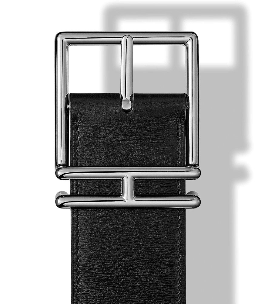Hermes Black Box/Chocolat Togo Calfskin NATHAN BELT 40 MM Sz90, BNWTIB!