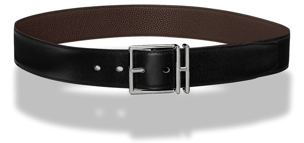 Hermes Black Box/Chocolat Togo Calfskin NATHAN BELT 40 MM Sz90, BNWTIB!