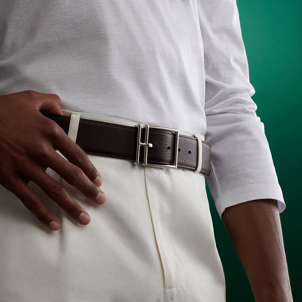 Hermes Black Box/Chocolat Togo Calfskin NATHAN Complete Belt 40 MM Sz90, BNWTIB! - poupishop