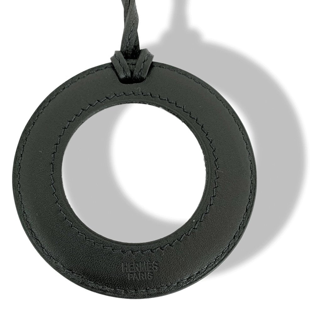 Hermes Black Calfskin Swift IN THE POCKET Magnifying Glass Pendant Sautoir, BNIB!