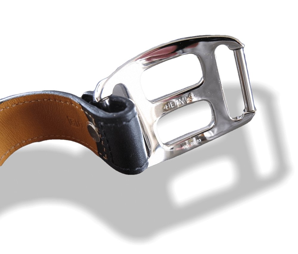 Hermes Chamonix Leather and Plated Silver Pagode Unisex Bracelet