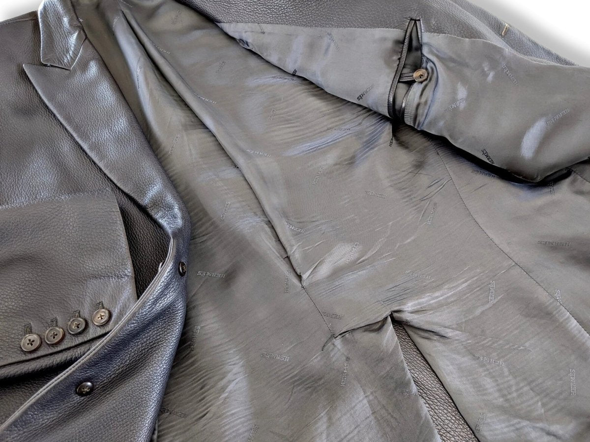 Hermes Black Deer Leather Men's Jacket Sz56, Pur Luxe!