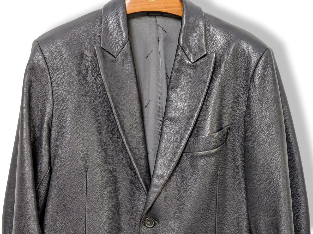 Hermes Black Deer Leather Men's Jacket Sz56, Pur Luxe!