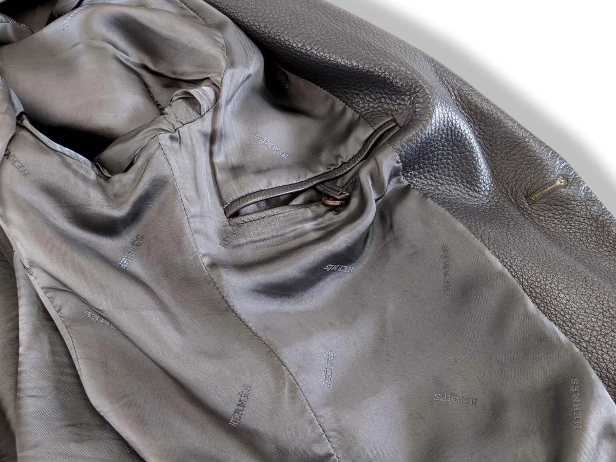 Hermes Black Deer Leather Men's Jacket Sz56, Pur Luxe!