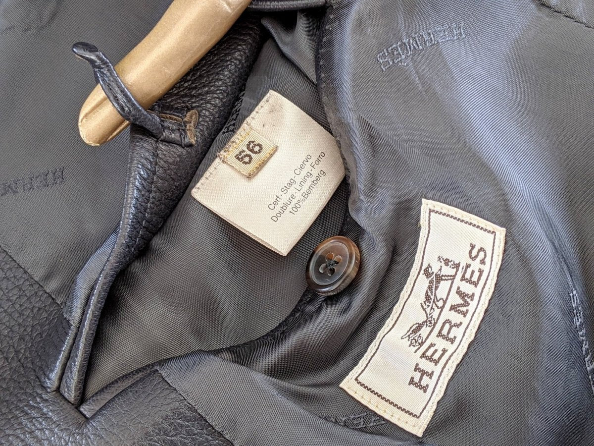 Hermes Black Deer Leather Men's Jacket Sz56, Pur Luxe!