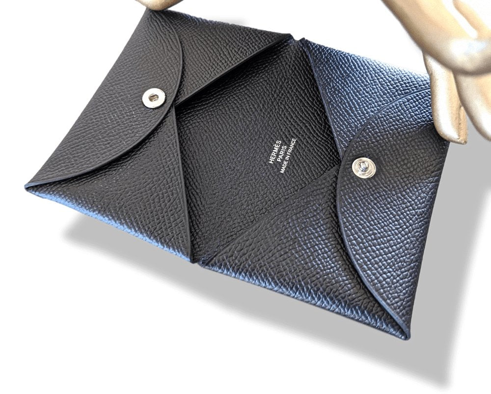Hermes Black Epsom Calfskin Card Holder CALVI, BNWTIB!