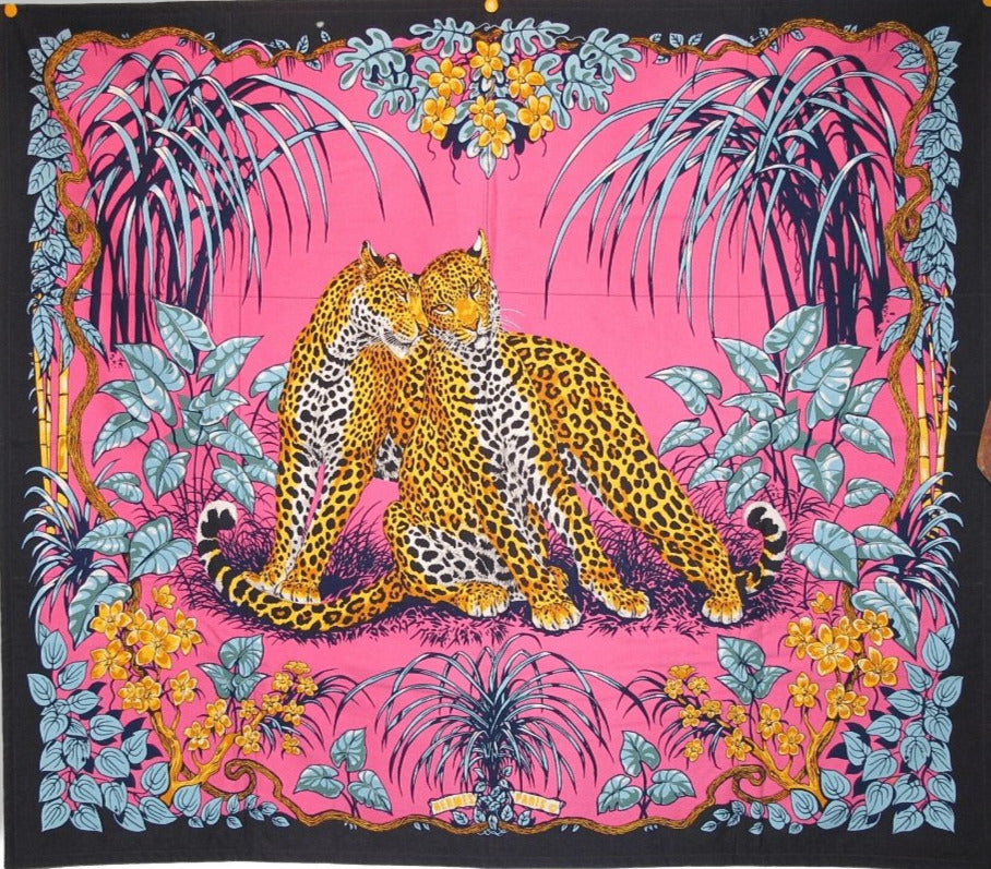 Hermes Black Fuchsia Blue JUNGLE LOVE Waterproof Floor Boat Mat 150 x 170, New!