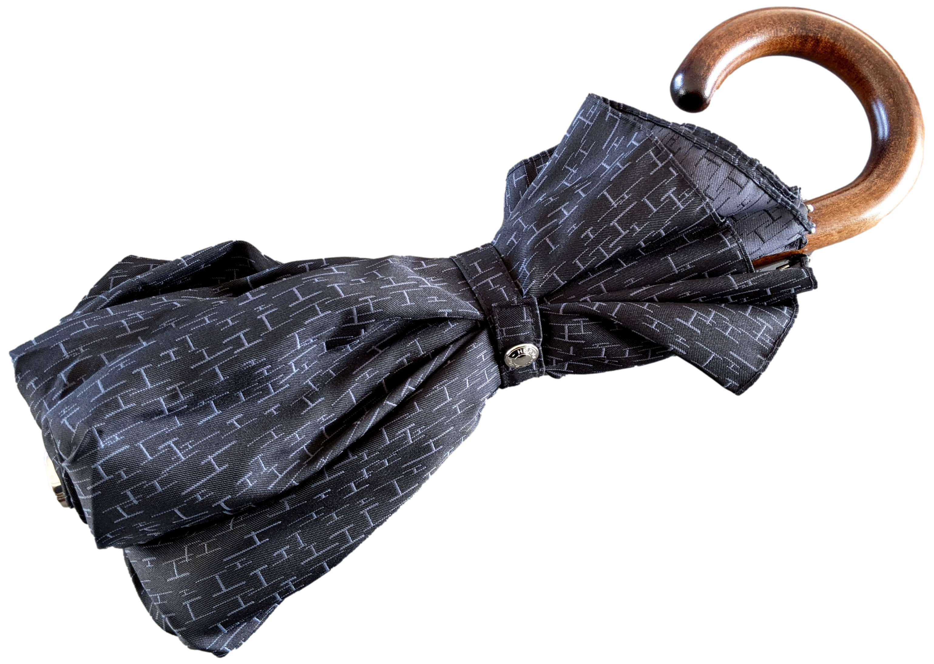 Produits Hermes Noir/Gris Parapluie " Pluie de H " Folding Umbrella,
