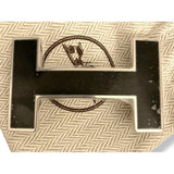 Hermes Black Lacquered Enamel & Palladium QUIZZ Belt Buckle H 32mm, New with Pastic Protection in Pohette!! - poupishop