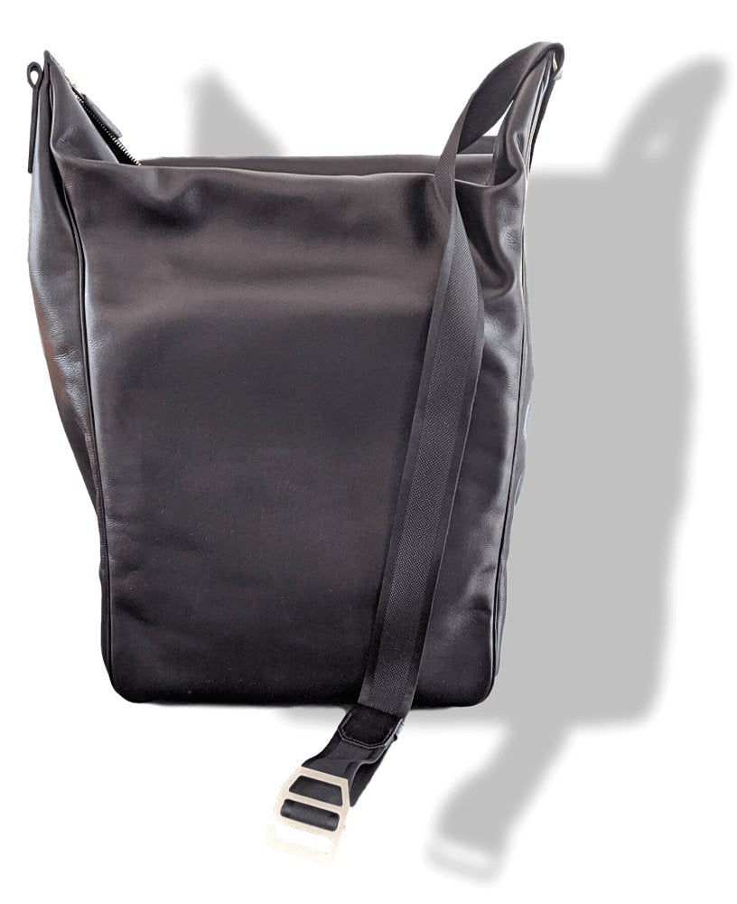 Hermes Black Lambskin and Palladium BIG SHOULDER TRAVEL SPORT BAG, Pur luxe, BNIB! - poupishop