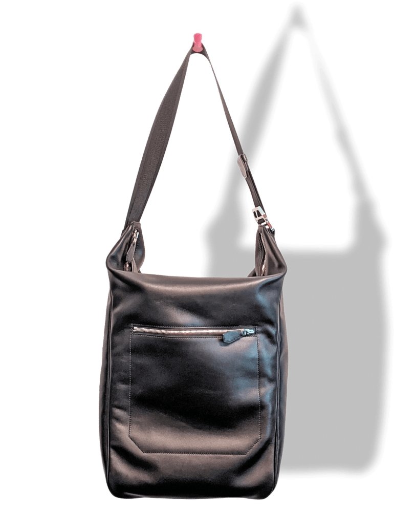 Hermes Black Lambskin and Palladium BIG SHOULDER TRAVEL SPORT BAG, Pur luxe, BNIB! - poupishop