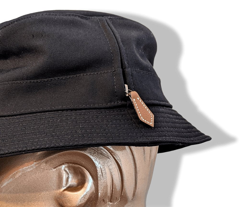 Hermes Black Lambskin Wool&Cashmere ABBESSES Bucket Bob Hat, Sz58, New! - poupishop