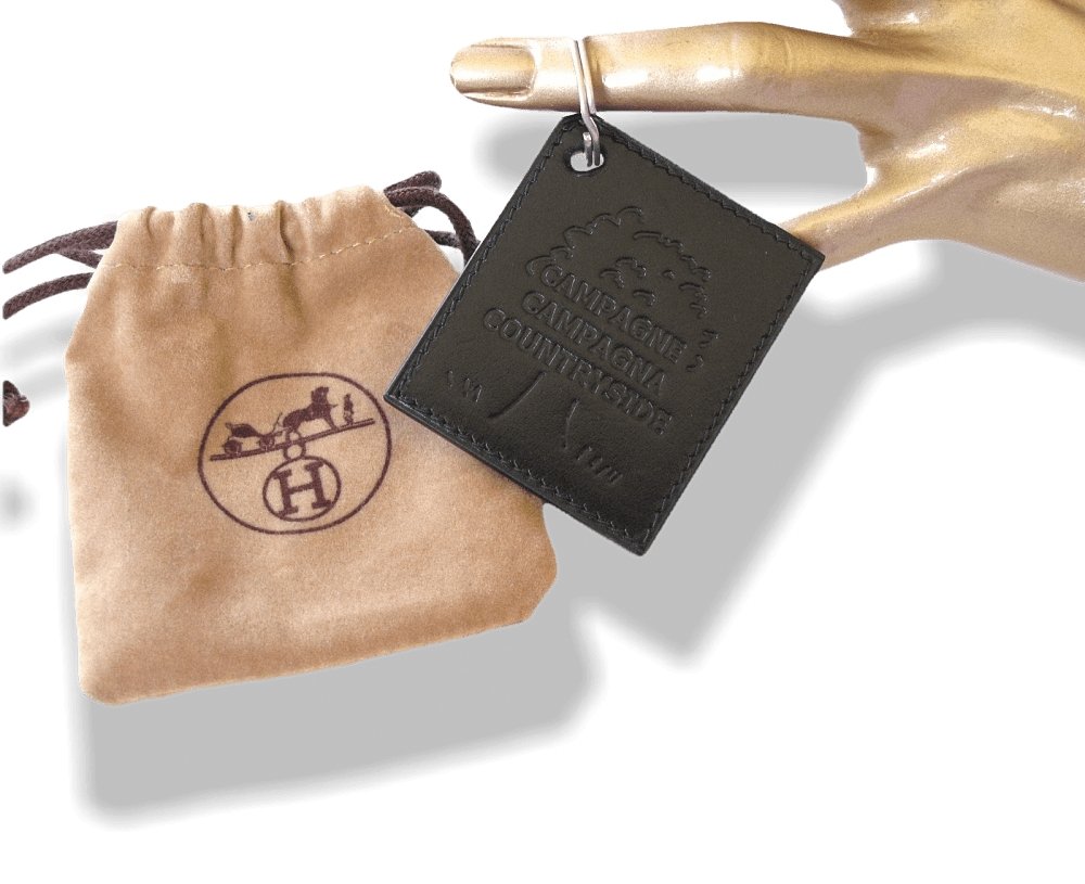 Hermes Black Leather Campagne Campagna Countryside Key Ring, New! - poupishop
