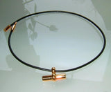 Hermes Black Leather & Plated Gold Necklace Mambo, New! - poupishop