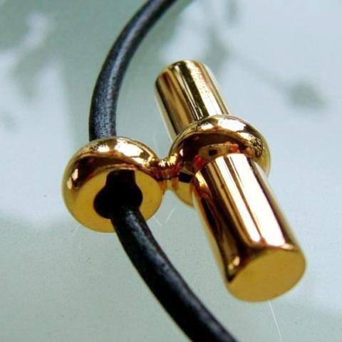 Hermes Black Leather & Plated Gold Necklace Mambo, New! - poupishop