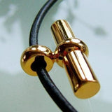 Hermes Black Leather & Plated Gold Necklace Mambo, New! - poupishop