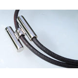 Hermes Black Leather & Plated Silver Unisex Bracelet Tournis, New! - poupishop