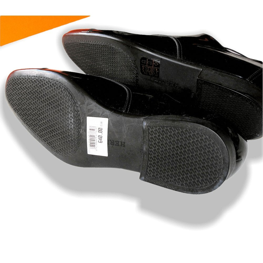 Hermes Black Patent Leather Coktail Party Wedding Men Shoes, NIB! - poupishop
