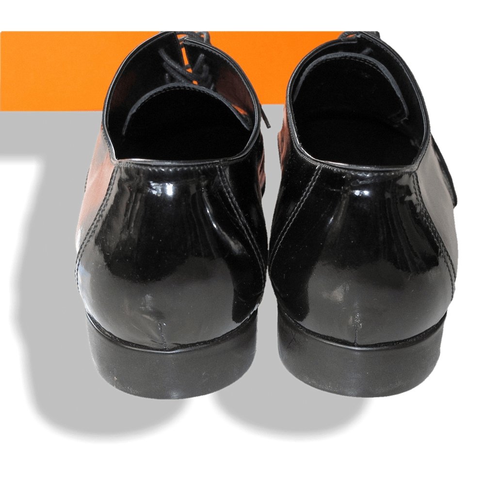 Hermes Black Patent Leather Coktail Party Wedding Men Shoes, NIB! - poupishop