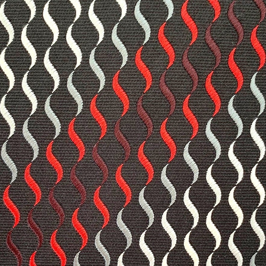 Hermes Black Red Grey SOIE LOURDE Arabesques Heavy Silk Tie 9cm, New in Pochette! - poupishop