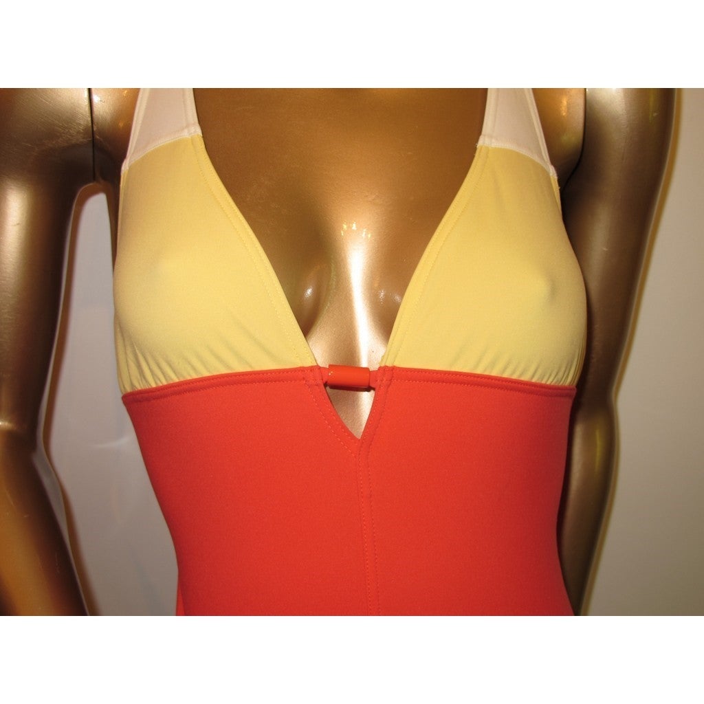 Hermes Black Red Jaune White Swimsuit 1pc Sz40, NEW! - poupishop
