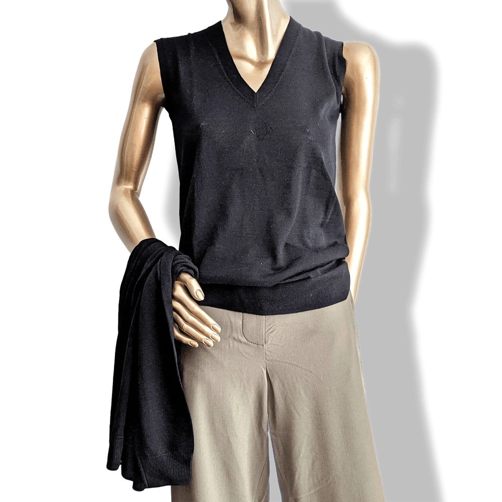 Hermes Black Reglisse Cotton/Silk Fine Knite MAILLE TWIN SET LONG UNIFORME H, BNWT! - poupishop