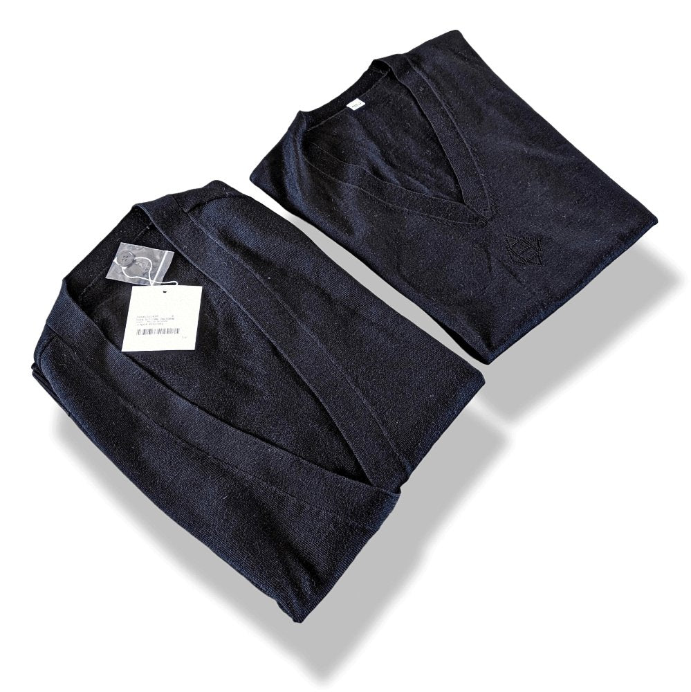 Hermes Black Reglisse Cotton/Silk Fine Knite MAILLE TWIN SET LONG UNIFORME H, BNWT! - poupishop