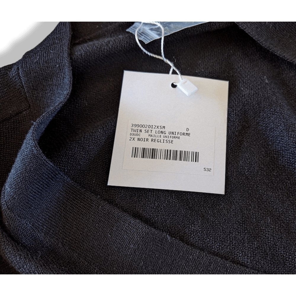 Hermes Black Reglisse Cotton/Silk Fine Knite MAILLE TWIN SET LONG UNIFORME H, BNWT! - poupishop