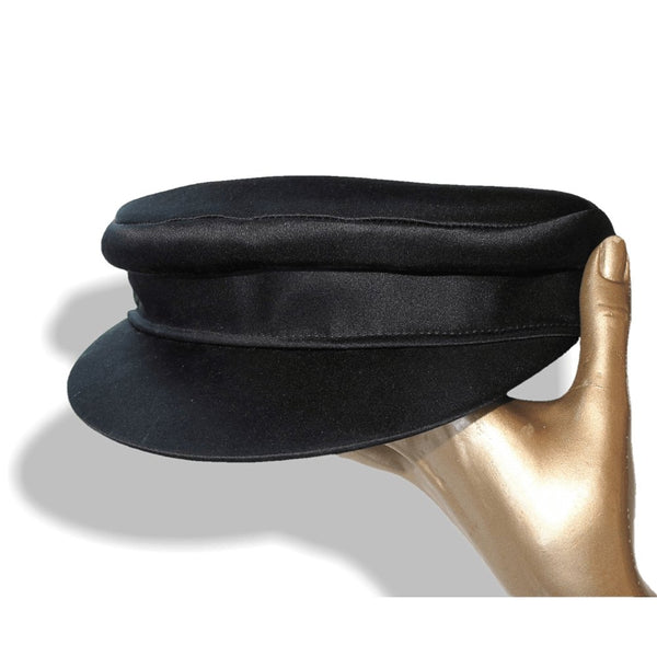 Hermes Black Satin of Silk Duchesse Cap Hat Sz55, New! - poupishop