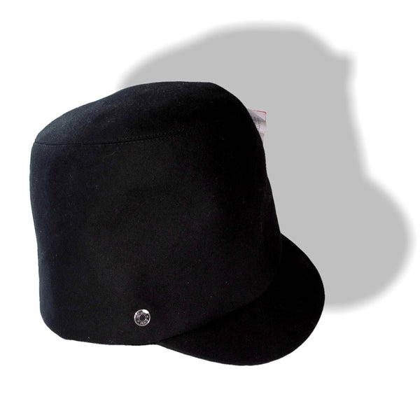 Hermes Black Serge Lily Officer Women Cap Hat Sz57, NWT! - poupishop