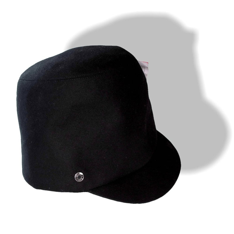 Hermes Black Serge Lily Officer Women Cap Hat Sz57, NWT! - poupishop