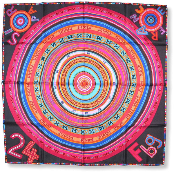 Hermes Black Tohu Bohu by Claudia Sthulhofer-Mayr Twill Silk Scarf 90cm, New! - poupishop