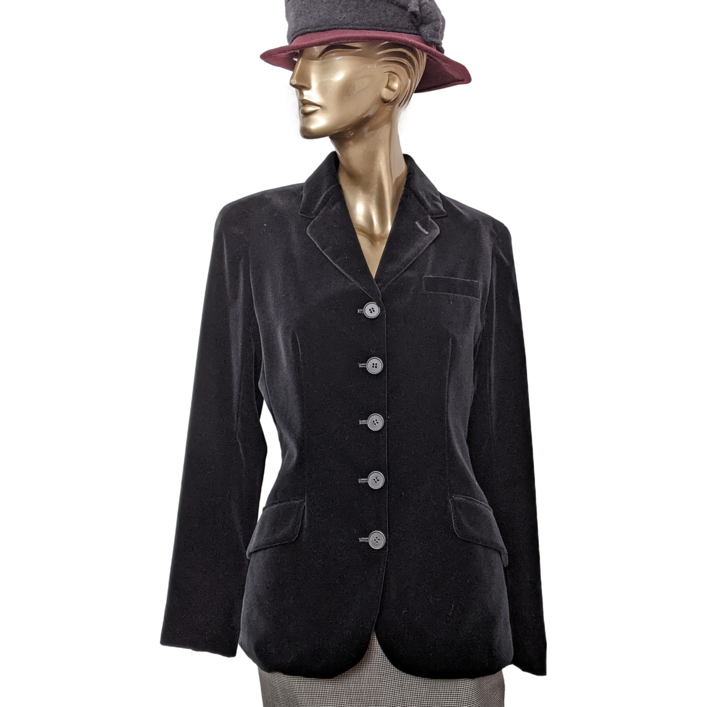 Hermes Black Smooth Velvet with Lambskin Details Women's Jacket Sz42