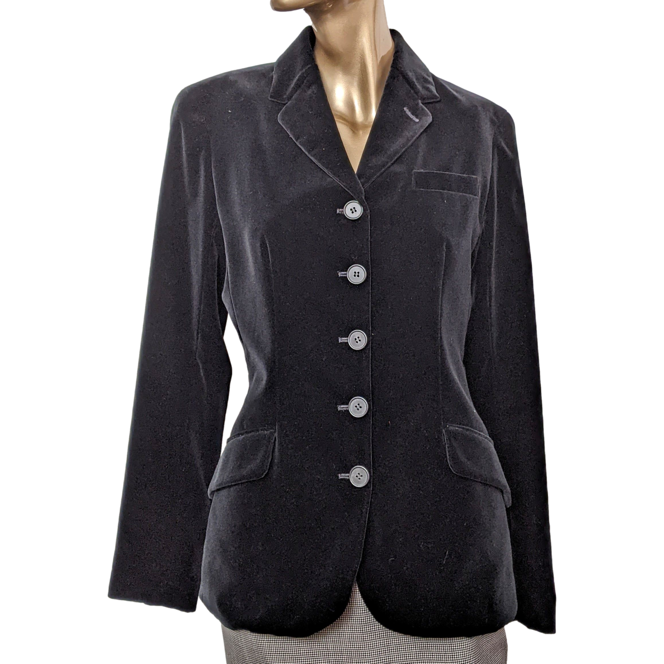 Hermes Black Smooth Velvet with Lambskin Details Women's Jacket Sz42