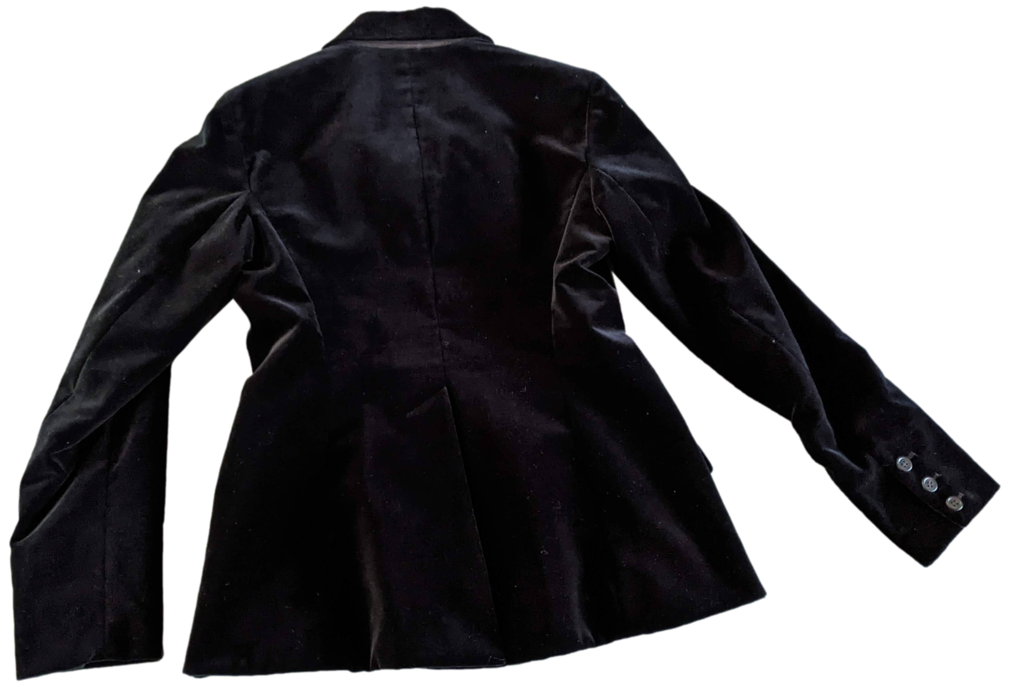 Hermes Black Smooth Velvet with Lambskin Details Women's Jacket Sz42