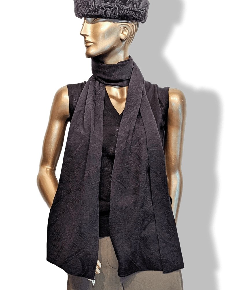 Hermes Black VIRAGE MUFFLER 57% Cashmere Stole 30 x 190cm cm, BNWT! - poupishop