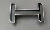 Hermes Black/Green-Grey Enamel and Palladium H OPTIQUE 3D Belt Buckle 32 mm, NEW with Plastic Protection! - poupishop