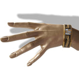 Hermes Black/Grey Enamel Gold Trim Tigre Royal Wide Bangle Bracelet 65, NIB! - poupishop