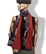 Hermes Black/Grey/Grenat BRIDES ET FRONTAUX MUFFLER 70% Cashmere Stole, BNWT! - poupishop