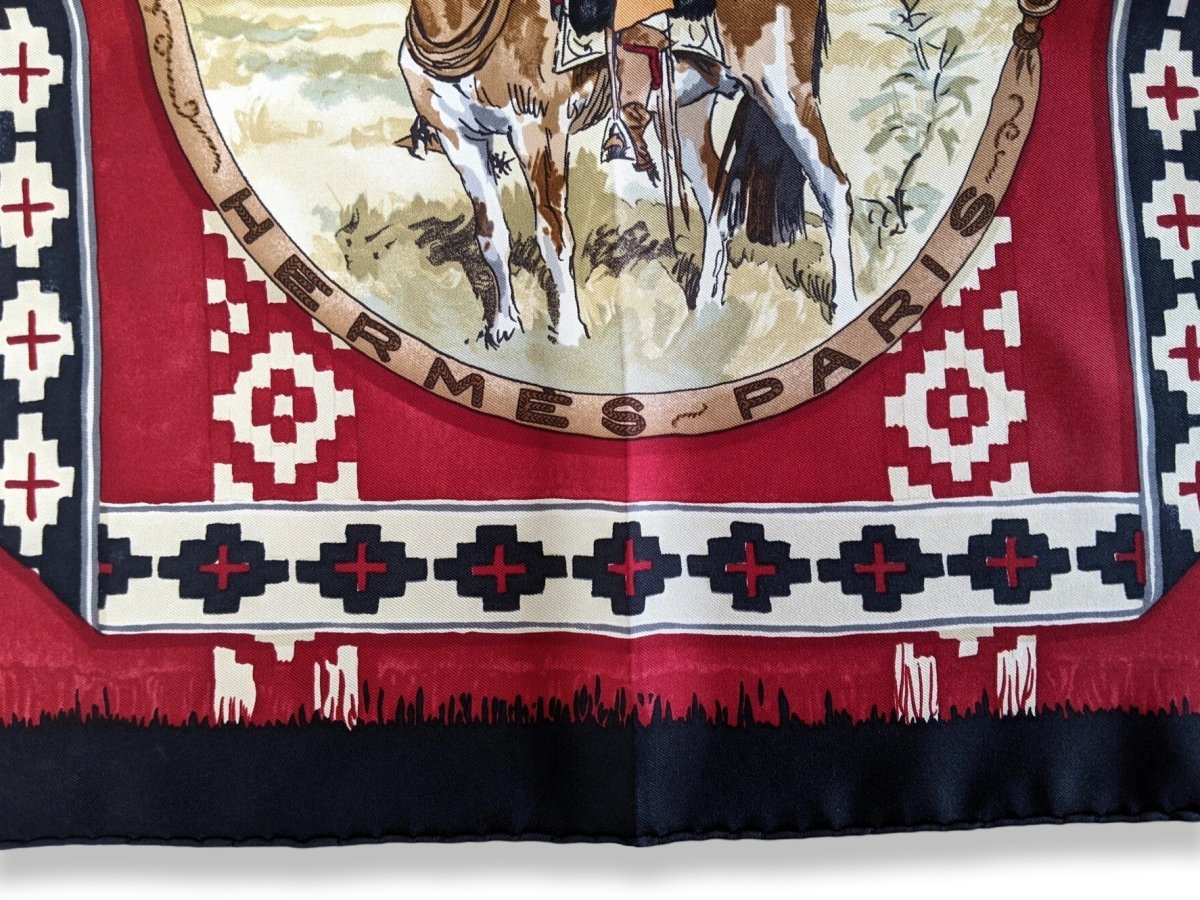 Hermes Black/Red GAUCHO Gavroche Pochette Twill Scarf 45 cm, RARE!
